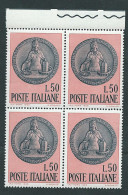 Italia 1969; 100° Ragioneria Generale Dello Stato Con Medaglione. Quartina Di Bordo Superiore. - 1961-70: Ungebraucht