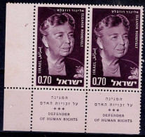 ISRAEL 1964 ELEANOR ROOSEVELT STAMP OF PAIR WITCH TABS MNH VF!! - Nuevos (con Tab)