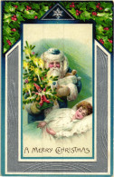 CPA - Babbo Natale, Père Noël, Santa Claus - Rilievo, Relief, Embossed, Gaufré - Scritta - B111 - Santa Claus