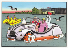 CPM - ILLUSTRATEUR - HUMOUR  Pierre Gauthié -  Faire Du Pédalo à Bord D'une 2 CV Spéciale Sur Le Lac D'Enghien - Autres & Non Classés