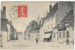 CPA - AUXONNE - Rue Carnot - Animée - Café Des Halles - Auxonne