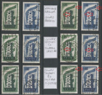 1956 Europa CEPT 2v Set Used . 1 Set Normal + 1 Set Colori Spostati A SX + 1 Set Colori Spostati A DX - Errors And Curiosities