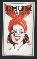 Ancienne étiquette  Rhum   Jamaique Femme Coiffe - Rhum
