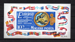 Hungary 1975 Imperved Sheet KSZE Conference Stamps (Michel Block 113 B) MNH - Blokken & Velletjes