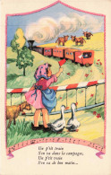 ILLUSTRATEURS - S29308 - Fillette Agitant Un Drapeau Derrière Un Train - Oies - 1900-1949