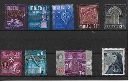 MALTE  LOT De 9 TP  Série Courante: :sujets Divers Et Anniversaire Année: 1965 - Malta