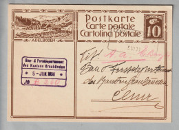 CH Heimat GR Lenzerheide-See 1930-06-05 Aushilfsstempel Auf Bildpostkarte 10Rp. "Adelboden" - Cartas & Documentos