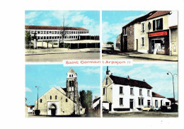 Cpm - 77 - Saint Germain Les Arpajon - écoles Mairie église Café-tabac BOIS CHARBON GAZ MAZOUT Voiture Ami 6 Citroën - Sonstige & Ohne Zuordnung