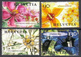 2001 Zu 1029-1032 / Mi 1762-1765 / YT 1693-1696 Fleurs émission Commune Suisse / Singapour ** / MNH Voir Description - Ongebruikt