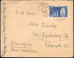 France Le Brusc Cover Mailed To Germany 1949. 25F Rate Abbaye Saint-Wandrille - Covers & Documents