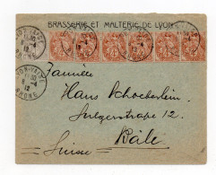 !!! LETTRE DE LYON POUR LA SUISSE DE 1912, SPECTACULAIRE AFFRANCH AU TYPE BLANC - 1877-1920: Semi-Moderne