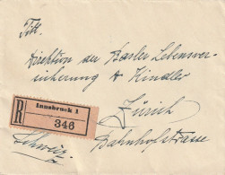 Autriche Lettre Recommandée Innsbruck Pour La Suisse 1919 - Lettres & Documents