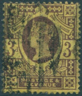 Great Britain 1887 SG202 3d Purple/yellow QV FU (amd) - Other & Unclassified