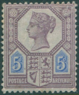 Great Britain 1887 SG207a 5d Dull Purple And Blue Die 2 QV MH (amd) - Sonstige & Ohne Zuordnung