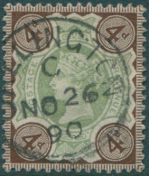 Great Britain 1887 SG205 4d Green And Purple/brown QV #2 FU (amd) - Sonstige & Ohne Zuordnung