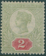 Great Britain 1887 SG200 2d Grey-green And Carmine QV Toned Perf MNH (amd) - Other & Unclassified