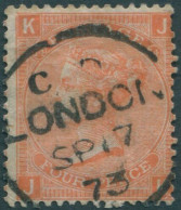 Great Britain 1865 SG94 4d Vermilion QV KJJK FU Plate 14 (amd) - Other & Unclassified