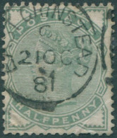 Great Britain 1880 SG165 ½d Pale Green QV #1 FU (amd) - Other & Unclassified