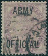 Great Britain Official 1896 SGO43 1d Pale Lilac QV ARMY OFFICIAL #1 FU (amd) - Sonstige & Ohne Zuordnung