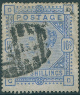 Great Britain 1883 SG183 10s Ultramarine QV Tear FU (amd) - Andere & Zonder Classificatie