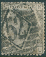 Great Britain 1881 SG161 6d Grey QV LKKL Plate 18 Crown Wmk Toning FU (amd) - Other & Unclassified