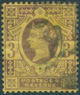 Great Britain 1887 SG202 3d Purple/yellow QV #4 FU (amd) - Other & Unclassified