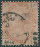 Great Britain 1880 SG151 1s Orange-brown QV JAAJ Plate 13 Rose Wmk Thin FU (amd) - Andere & Zonder Classificatie