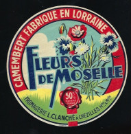 Etiquette Fromage Camembert  50%mg Fleurs De Moselle  Fromagerie L Clanché Crézilles Meurthe Et Moselle - Cheese