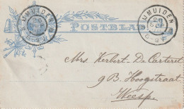 Pays Bas Entier Postal Carte Lettre Ijmuiden 1900 - Postal Stationery