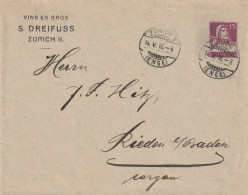 Suisse Entier Postal Privé Zürich Thème Vin 1918 - Stamped Stationery
