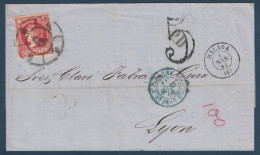 LETTRE COVER SEVILLA SPAIN ESPAGNE > FRANCIA CACHET PD TAXE 5 CAD BLEU ENTRÉE FRANCE ST JEAN DE LUZ 1861 - Covers & Documents