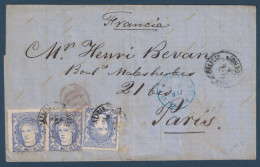 LETTRE COVER LEON SPAIN ESPAGNE > FRANCIA CACHET PD CAD BLEU ENTRÉE FRANCE ST JEAN DE LUZ 1870 - Lettres & Documents