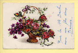 Fêtes : Sainte Barbe – Bouquet De Fleurs / Paillettes (voir Scan Recto/verso) - Sonstige & Ohne Zuordnung