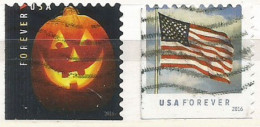 Forever 2016 SCARCE VARIETY : Halloween +  Flag Used REDUCED SIZE Due To Misperforation Variety - Variétés, Erreurs & Curiosités