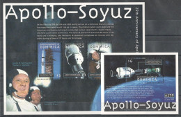 Dominica - 2000 - 25th Aniversary Of Apollo-Soyuz Project - Yv 2593/95 + Bf 408 - Andere & Zonder Classificatie