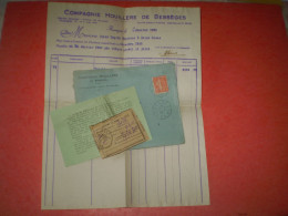 LAC Houillère De Bessèges : Enveloppe Commerciale, Facture, Reçu De Paiement ... Semeuse Lignée 50c - 1900 – 1949