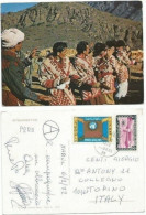 Afghanistan "Pakhtia" Tribal Traditional Dance Color PPC Kabul 6jan1972 With 2 Stamps - Azië