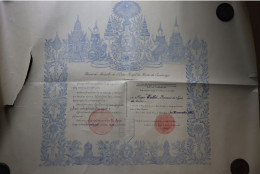 INDOCHINE DIPLÖME Ordre Royal Du Mérite CAMBODGE  Lot  3 - Documents Historiques