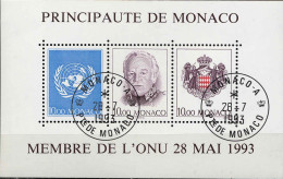 Monaco Bloc Obl Yv:62 Mi:60 Admission à L'ONU Monaco 28-7-1993 (TB Cachet à Date) - Blocks & Sheetlets