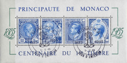 Monaco Bloc Obl Yv:33 Mi:31 Centenaire Du 1er Timbre 5-12-1985 1er Jour (TB Cachet à Date) - Blocks & Sheetlets