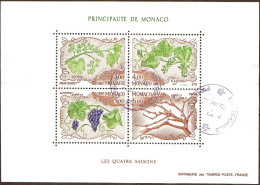 Monaco Bloc Obl Yv:38 Mi:36 Les 4 Saisons De La Vigne Monte Carlo (Beau Cachet Rond) - Blokken