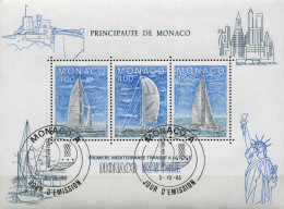 Monaco Bloc Obl Yv:32 Mi:30 1.Méditerranée Transat à La Voile (TB Cachet à Date) 5-10-1985 1er Jour - Blocks & Sheetlets