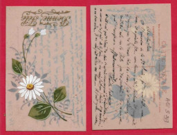 AE539 FANTAISIES FLEURS MARGUERITES CARTE CELLULOIDE - Flowers