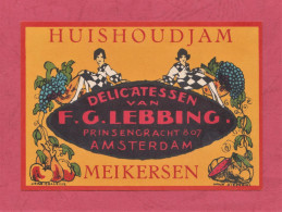 Label New, Etichetta Nuva- Huishoudjam Meikersen. Delicatessen Van F.G. Lebbing- Amsterdam. 118x 82mm - Autres & Non Classés