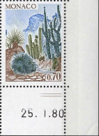 Monaco Poste N** Yv:1214 Mi:1406 Les Jardins Exotiques Coin D.feuille Daté 25-1-80 - Neufs