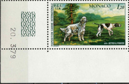 Monaco Poste N** Yv:1208 Mi:1379 Exposition Canine Setter & Pointer Coin D.feuille Daté 20-3-79 - Unused Stamps