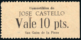 Lérida - Guerra Civil - Em. Local Republicana - San Guim De La Plana - (*) S/Cat " José Castello - Vale 10 Pts." - Emissions Républicaines