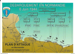 Cpm Débarquement En Normandie D Day 6-6-1944, Plan D'attaque, Carte Géographique - War 1939-45