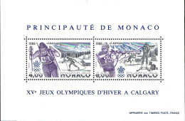 Monaco Bloc N** Yv:40 Mi:38 15.Jeux Olympiques D'hiver Calgary Biathlon (Thème) - Hiver 1988: Calgary