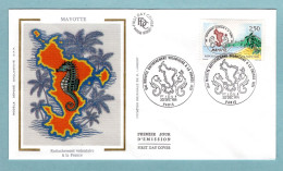 FDC France 1991 - Rattachement Volontaire De Mayotte à La France - YT 2735 - Paris (soie) - 1990-1999